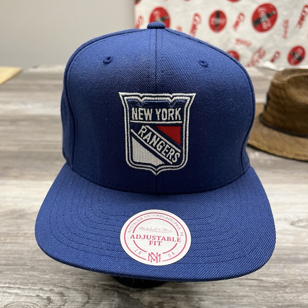 New York Rangers Hat Men Blue Red Embroidered Mitchell & Ness Snap Back Cap NEW